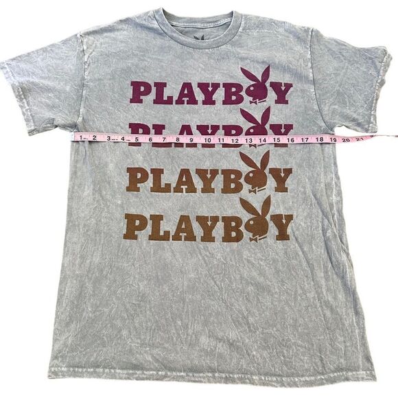Playboy ~ Grey Tshirt ~ size Medium ~ distressed look knit - Picture 6 of 9